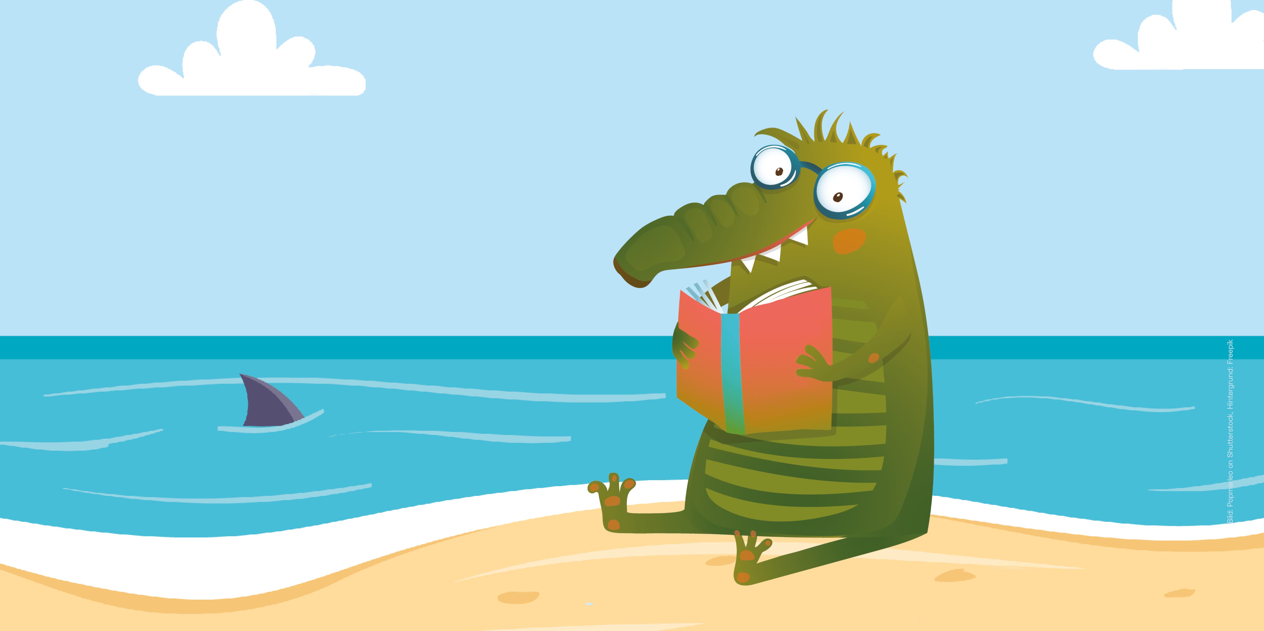 Illustration: Popmarleo on Shutterstock Titelbild Ferienspiel: Lesekrokodil