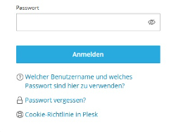 Ausschnitt der Anmeldemaske mit der Option Passwort vergessen