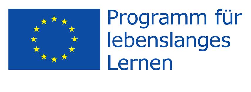 EU-Flagge mit Text 'Programm lebenslanges Lernen'